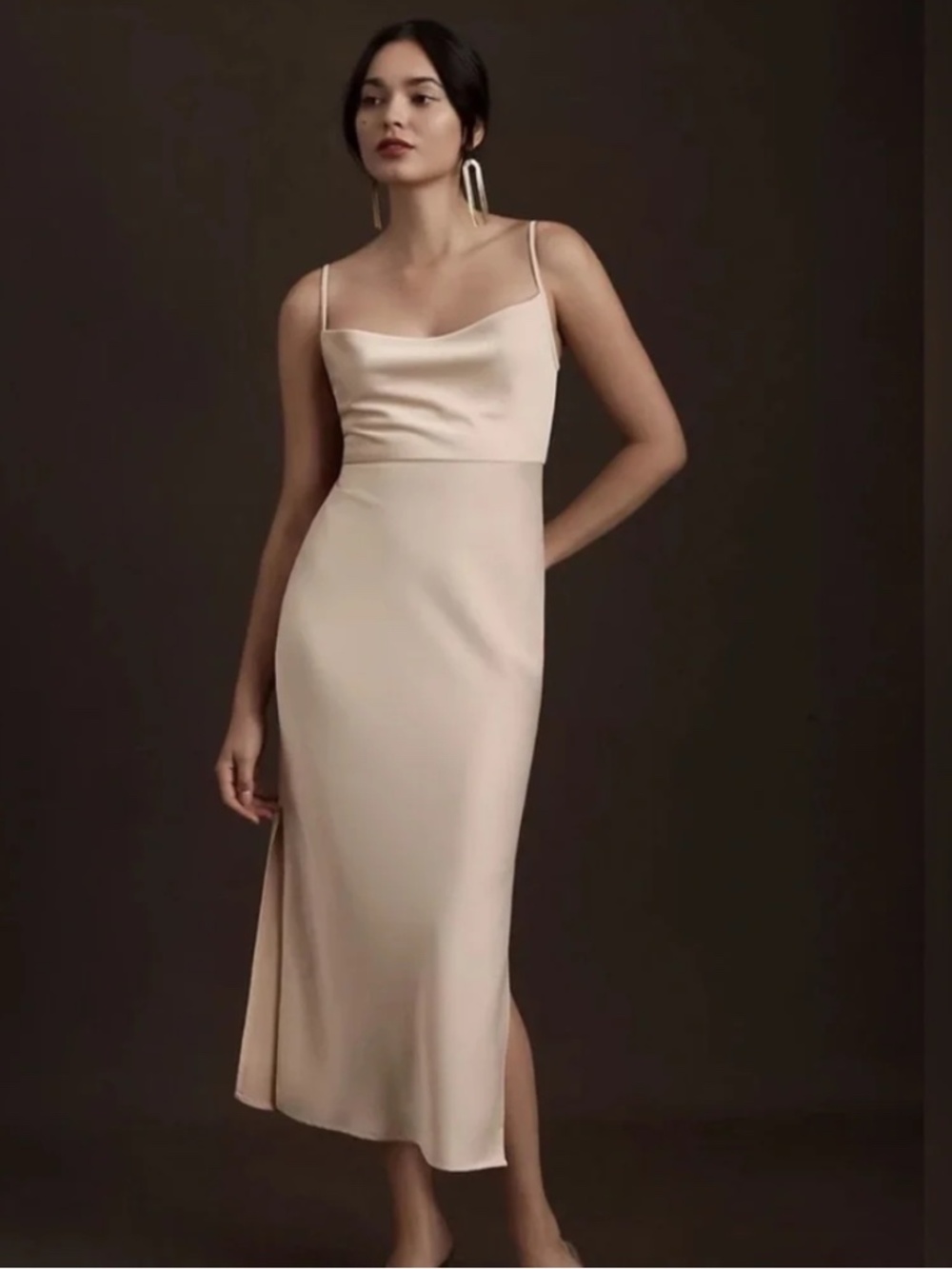 BHLDN Cali Satin Charmeuse Midi Dress
